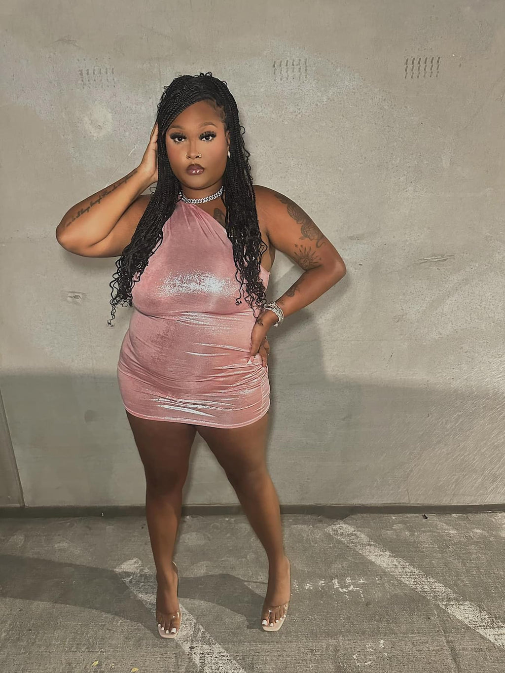 Callie Pink Metallic Mini Dress