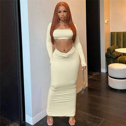 Kayla Cream Two Piece Skirt Set