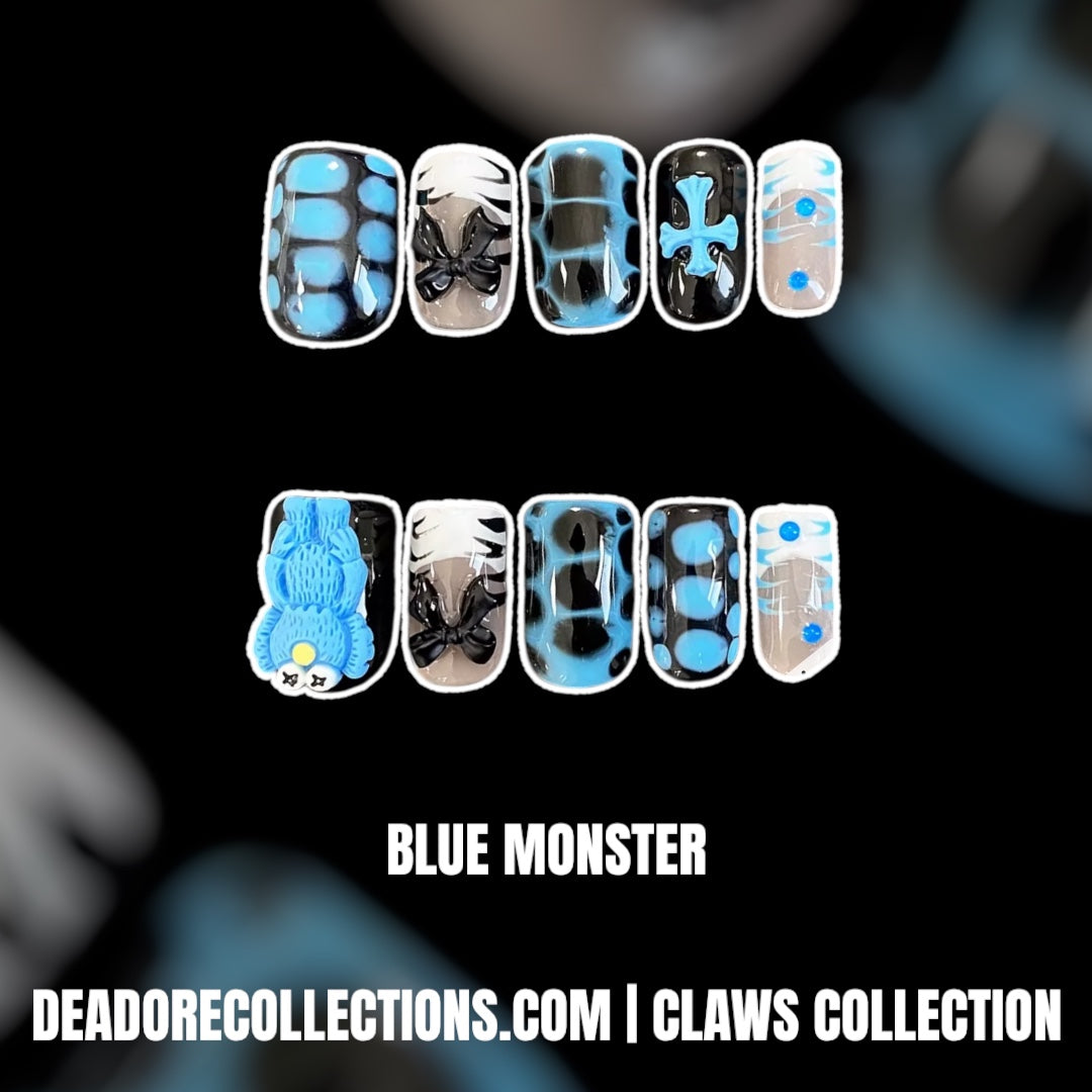 Blue Monster Press On Nails