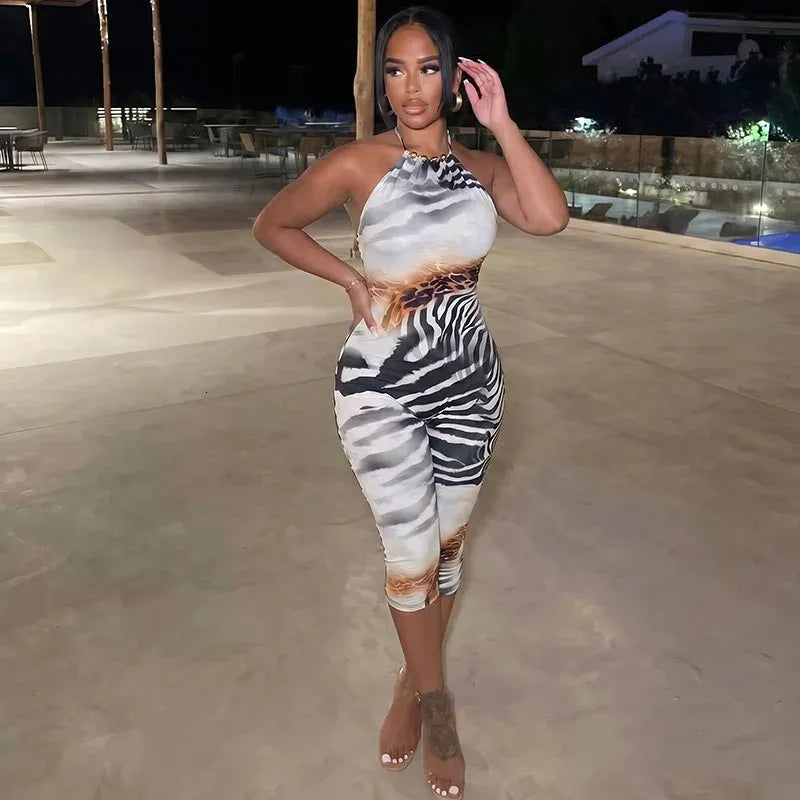 Fesi Zebra Animal Print Romper