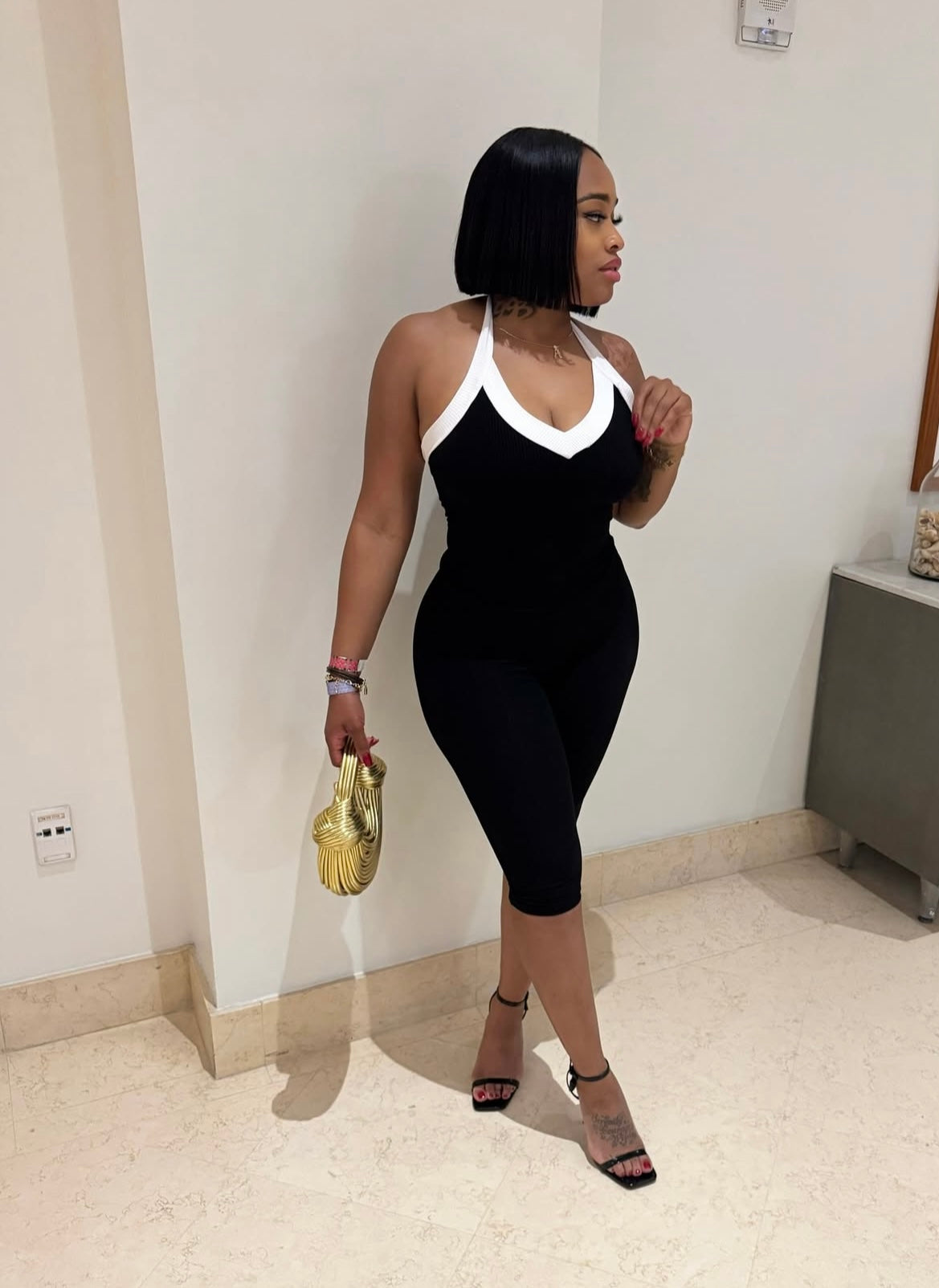 Dimia Black Ribbed Two Piece Set