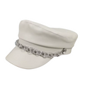 Cream Leather Biker Hat