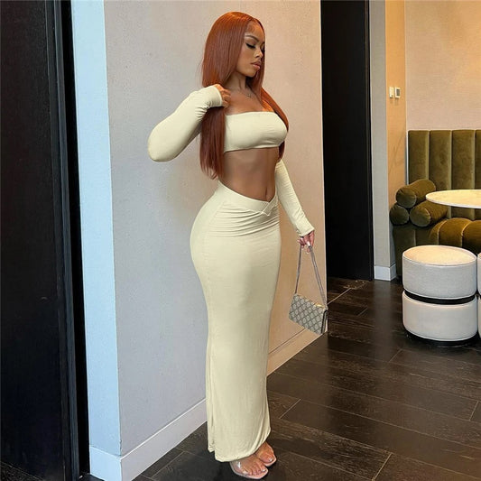 Kayla Cream Two Piece Skirt Set