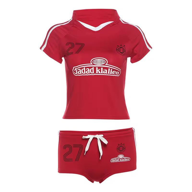 Jaded K Red Two Piece Short Set