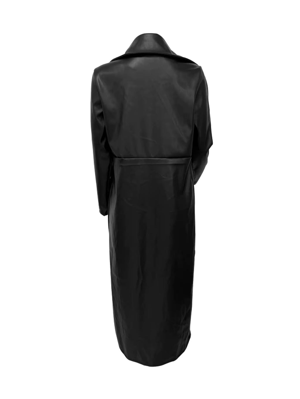 Foxxi Black Leather Trench Coat