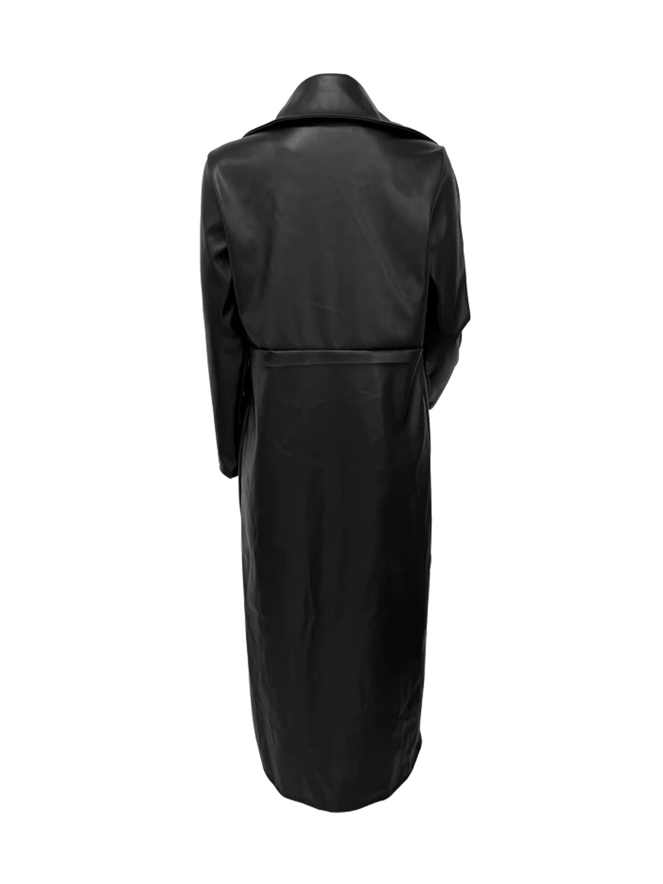 Foxxi Black Leather Trench Coat