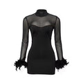 Kyhe Black Fur Wrist Mini Dress