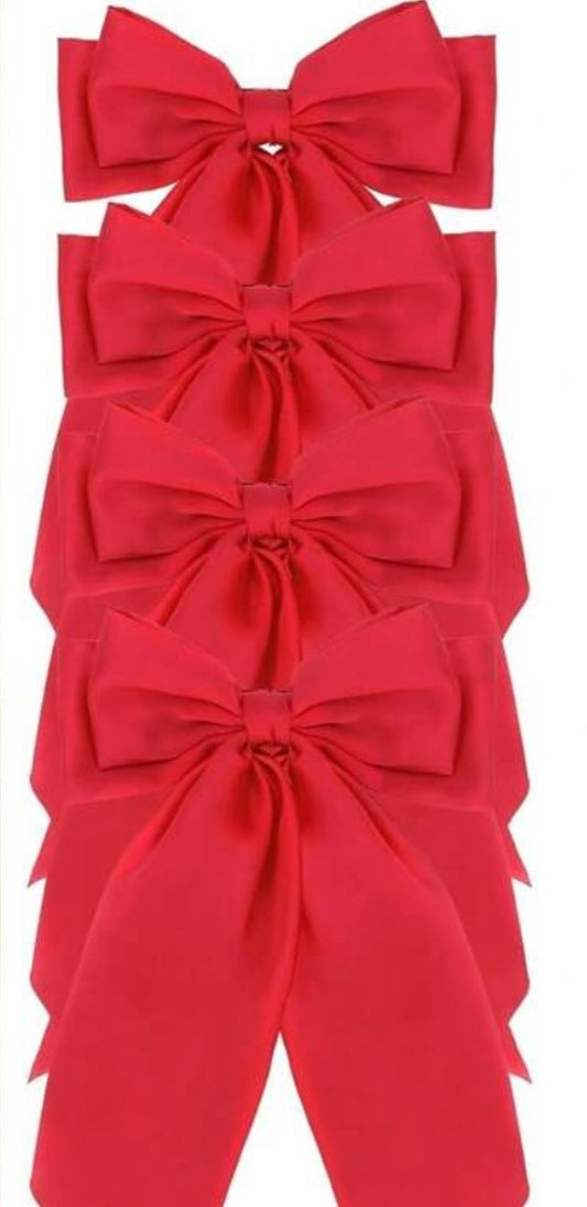 Red Satin Hair Bow Accessory