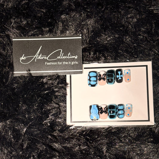Monster Blue Press On Nails