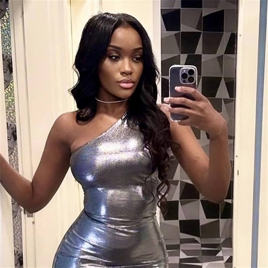 Meredith Silver Metallic Long One Shoulder Dress