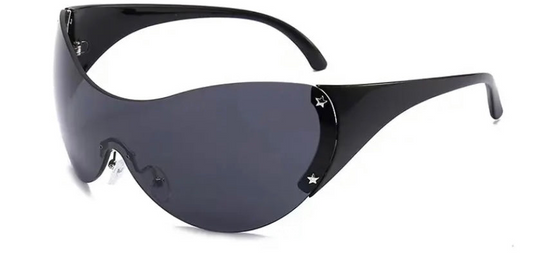 Careful Black Tint Black Frame Silver Star Detail Shades
