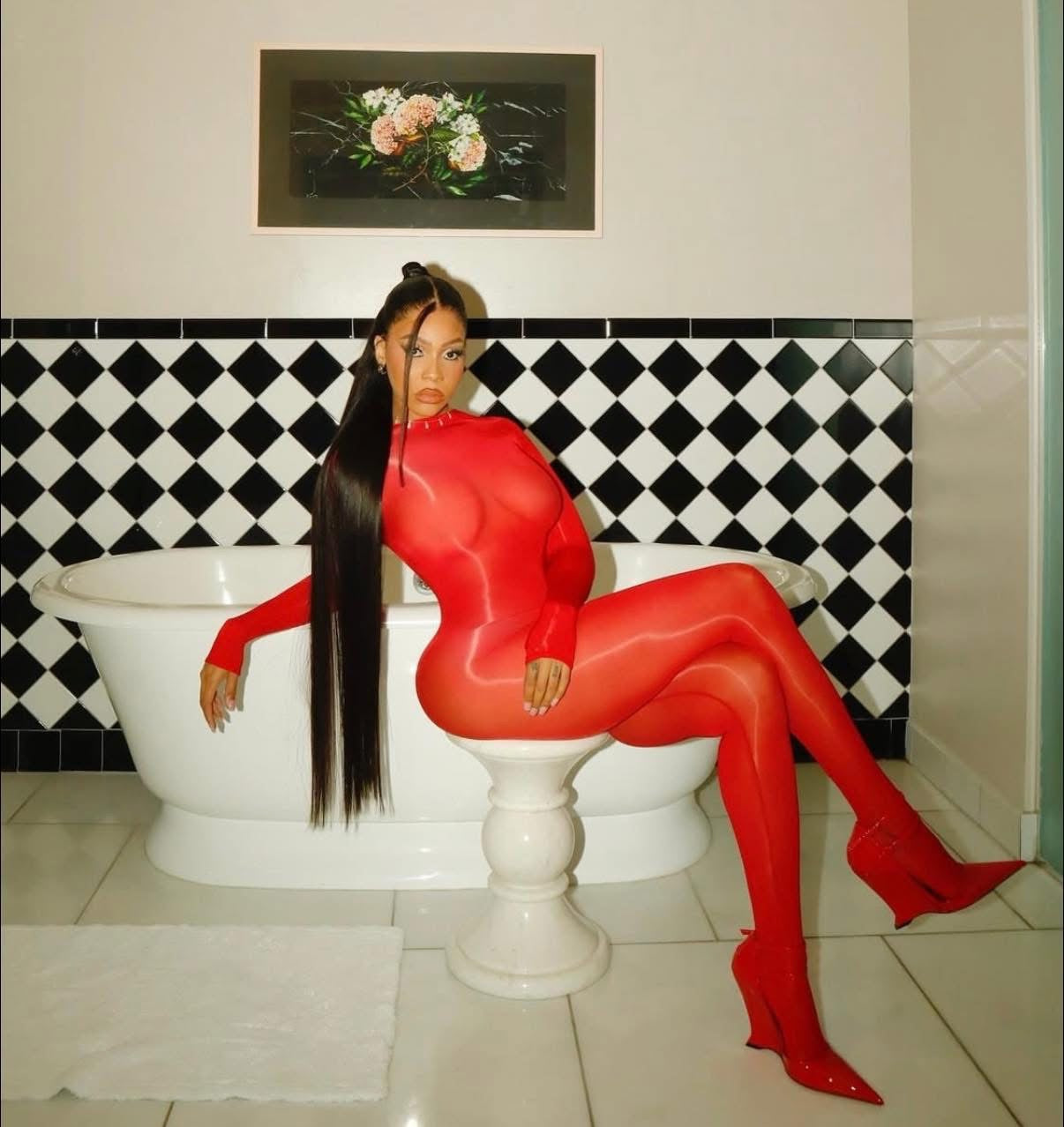 Zeus Body Red Mesh Jumpsuit