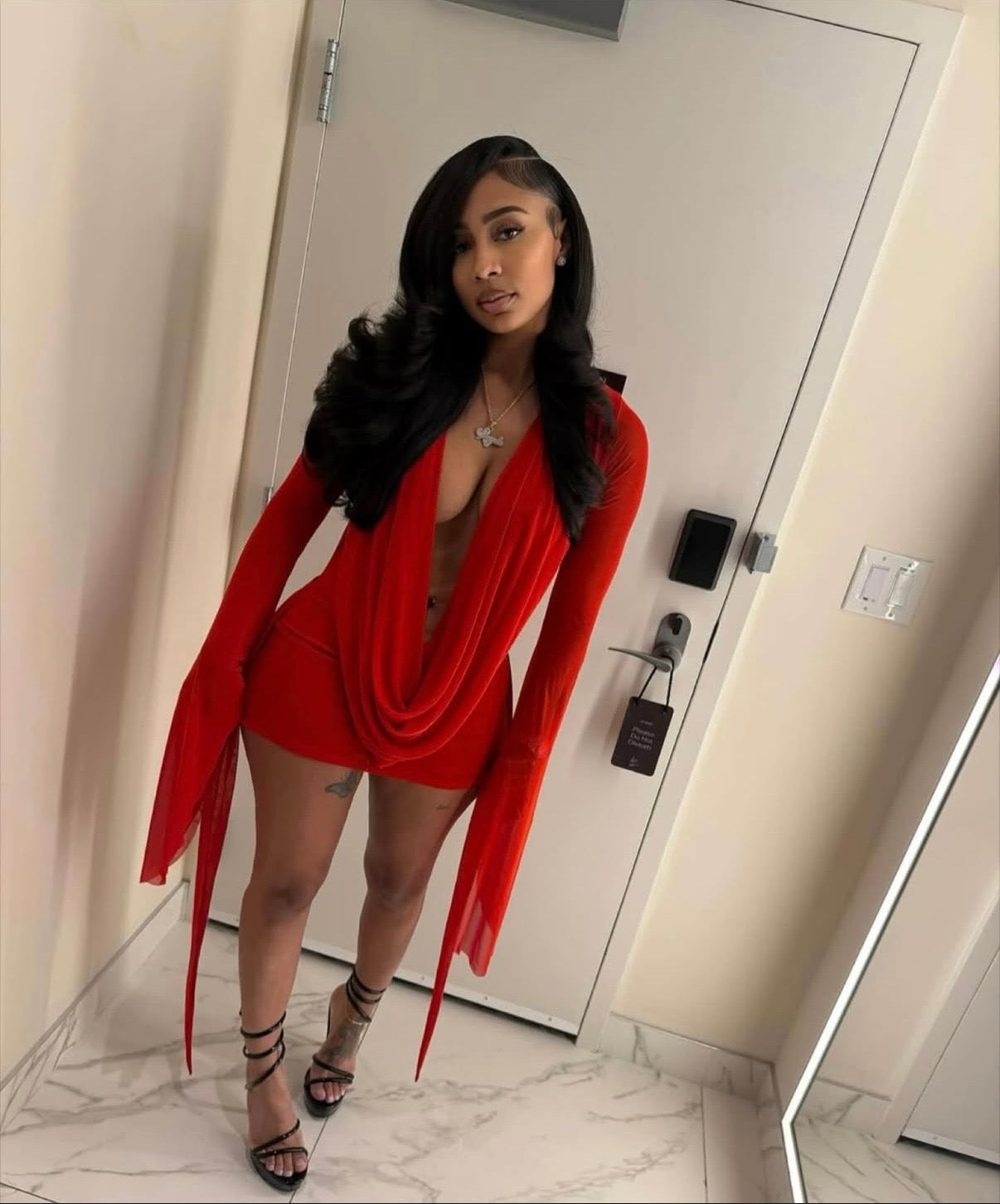 Ariel Elegant Red Mini Dress