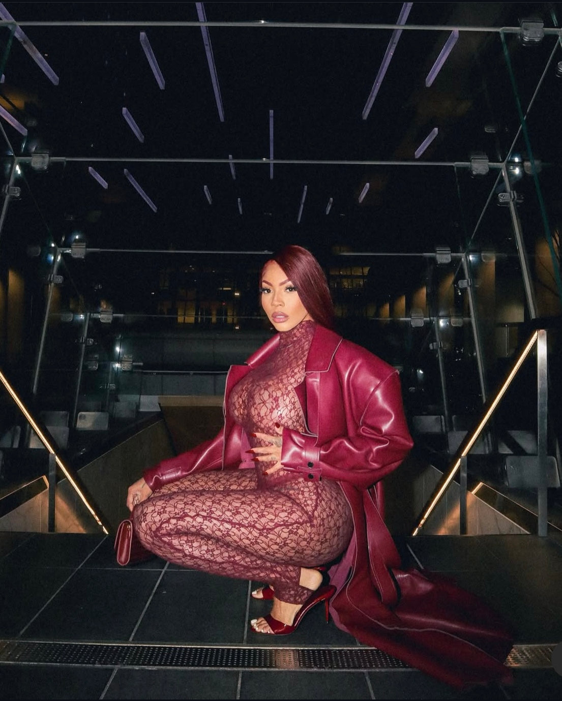 Tyra Burgundy Lace Jumpsuit