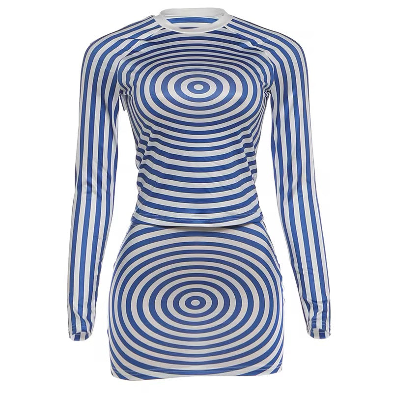 Hypnotic Illusion Blue Bodycon Set