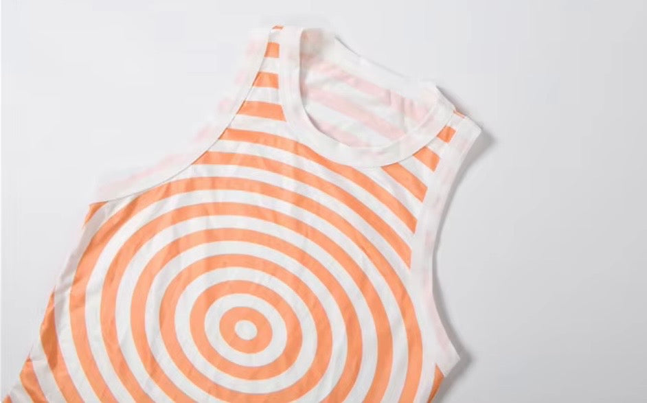 Hypnotic Illusion Orange Bodycon Set
