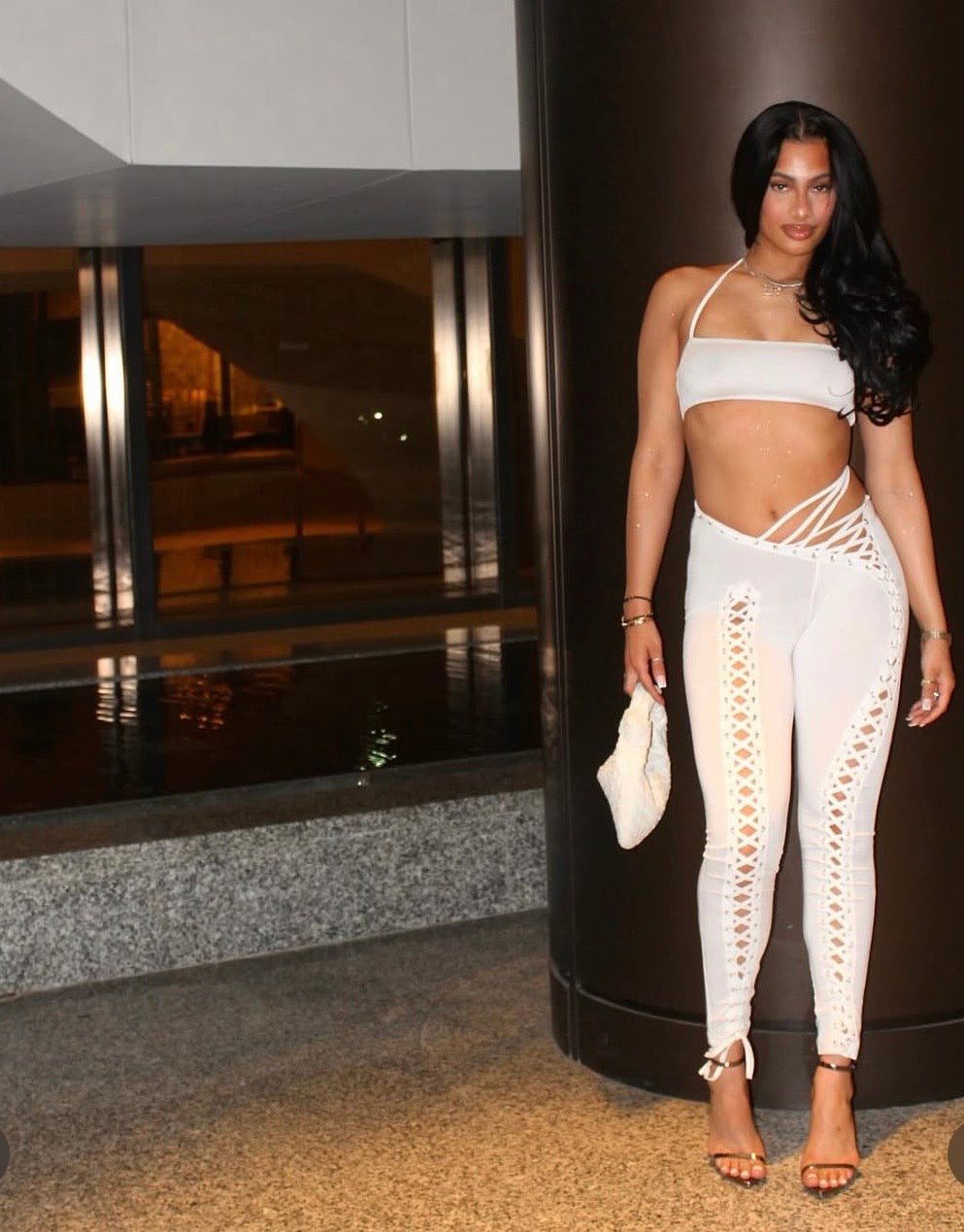 Kieo White Tie Up Two Piece Set