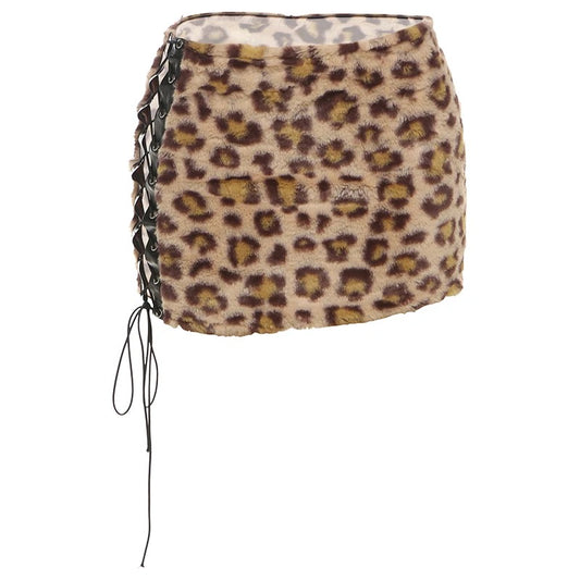 Lili Leopard Print Tie Up Mini Skirt