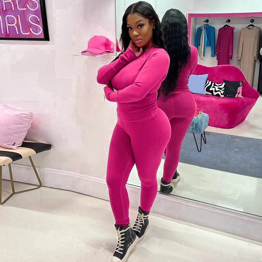 Leaira Pink Casual Chill Two Piece Set