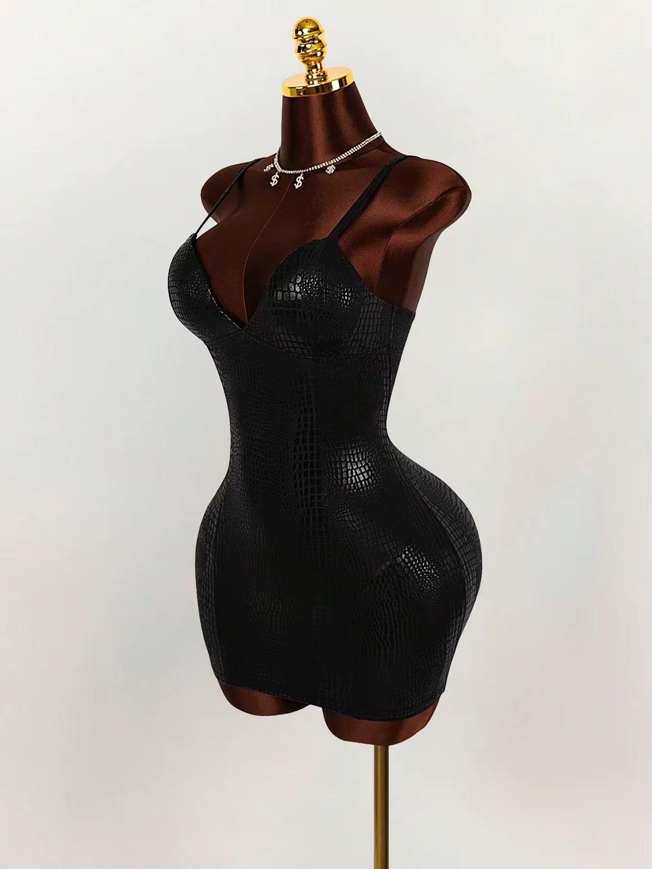 Gida Black Snake Print Mini Dress