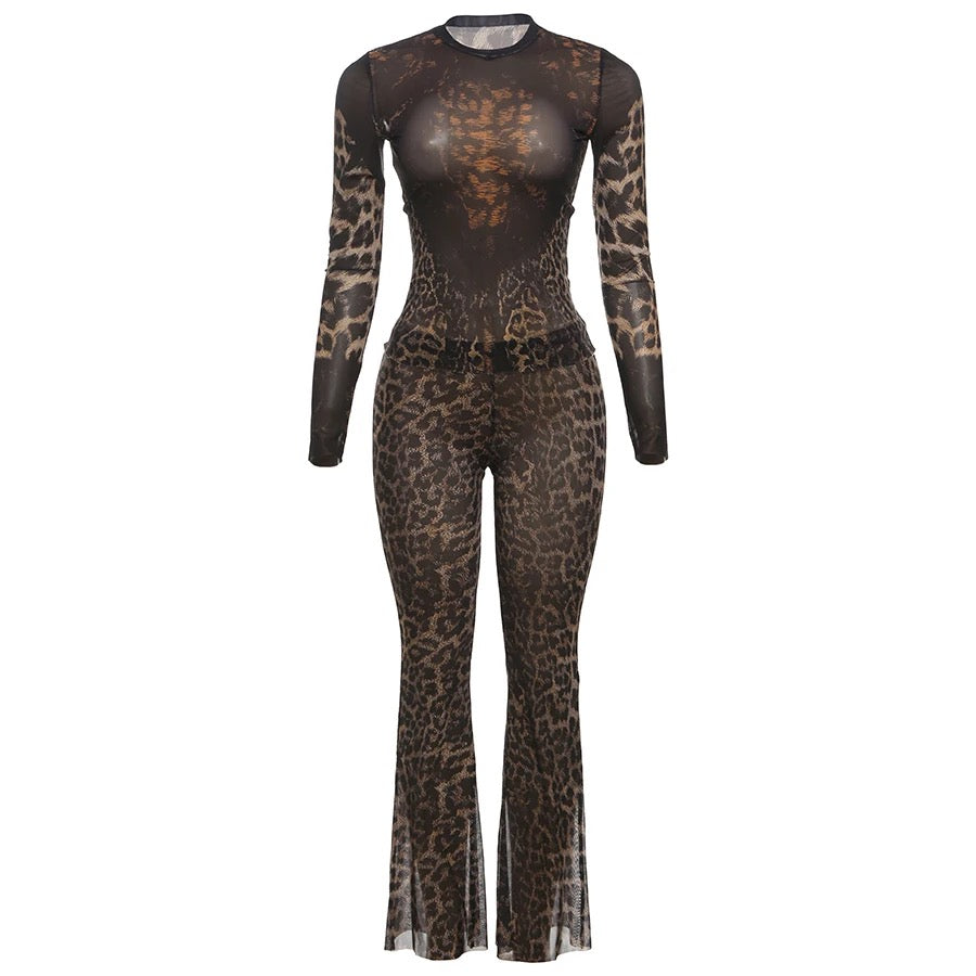 Elena Animal Print Two Piece Pants Set