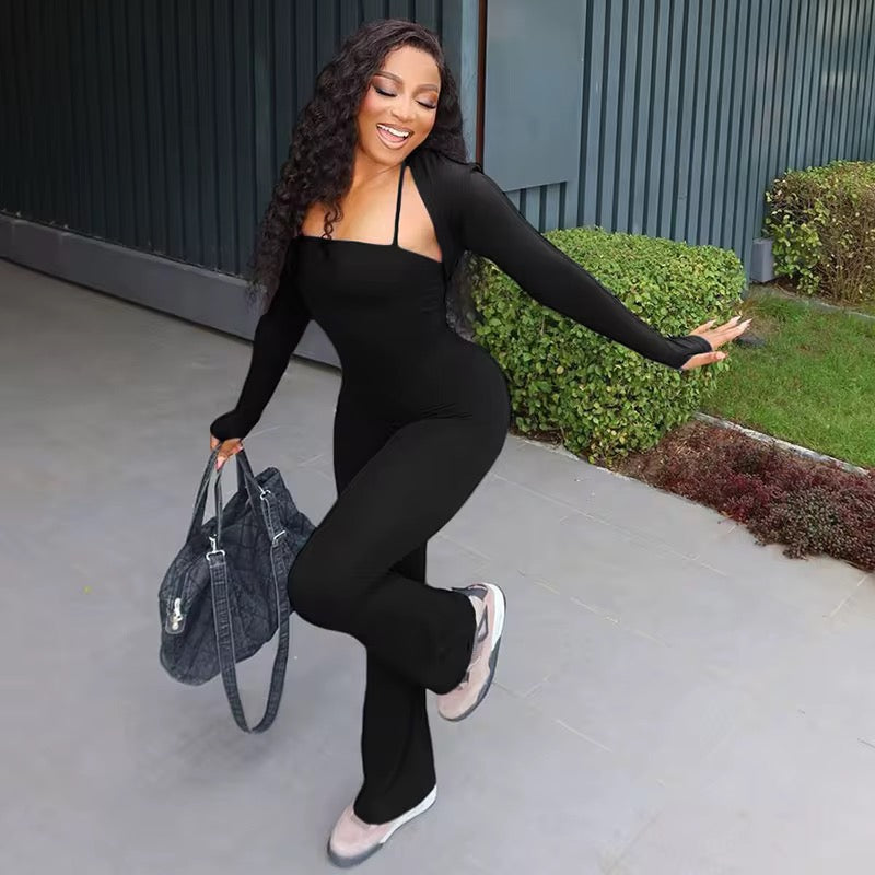 Tiya Black Jumpsuit Two Set