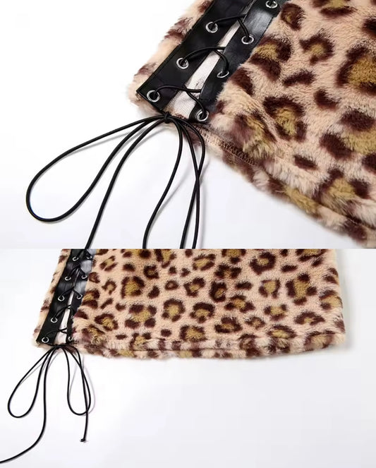 Lili Leopard Print Tie Up Mini Skirt