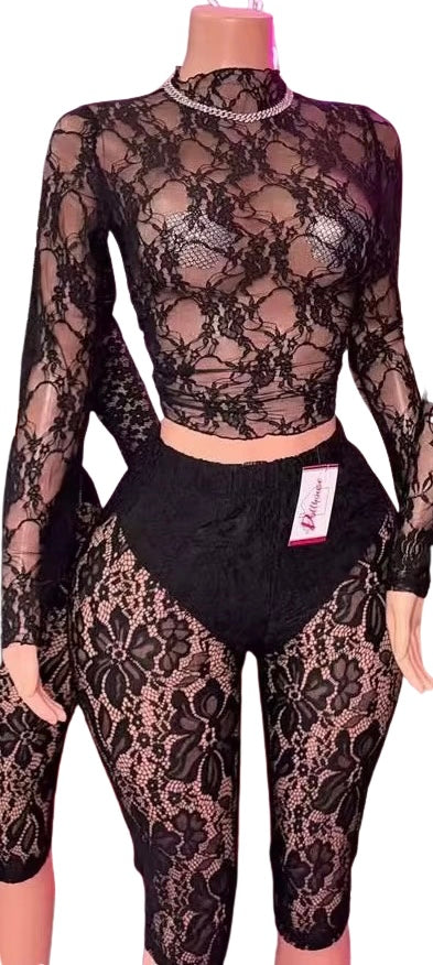 Bibi Black Lace Two Piece Set