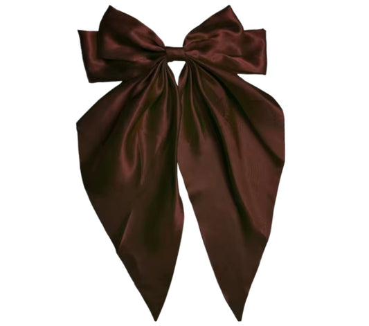 Brown Satin Hair Bow Accessory