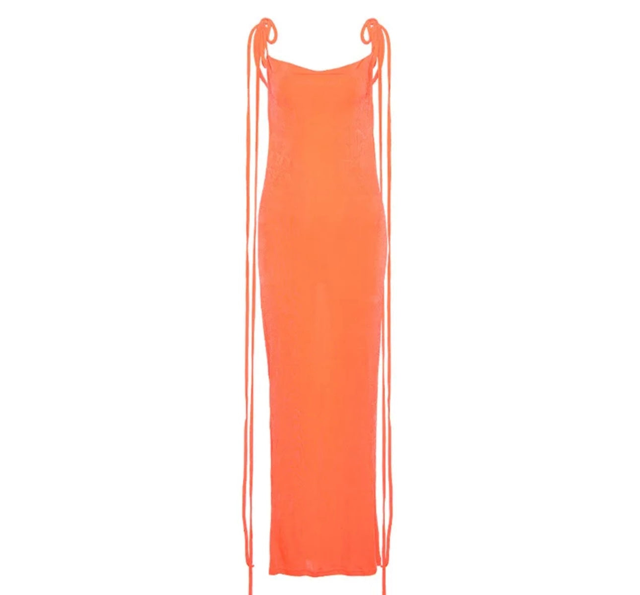 Rican Orange Backless Maxi Dress