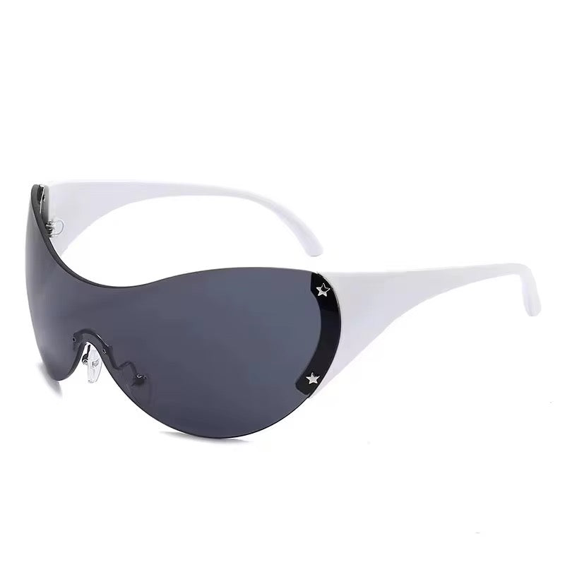 Careful Black Tint White Frame Shades