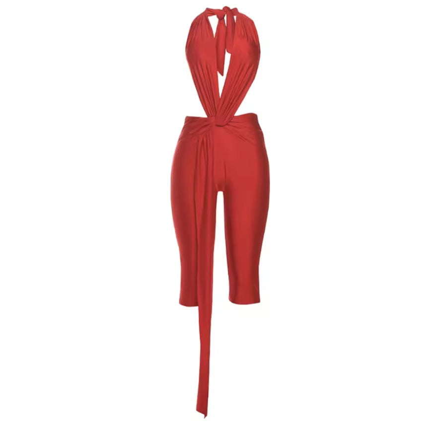 Meia Red Backless Jumpsuit