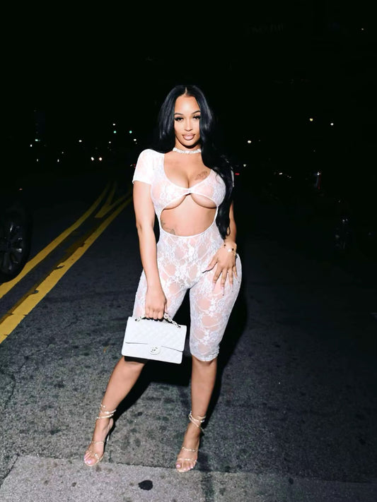 Rosie White Lace Backless Romper