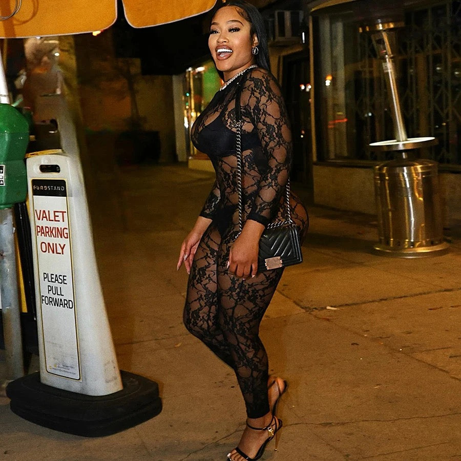 Lele Black Lace Jumpsuit