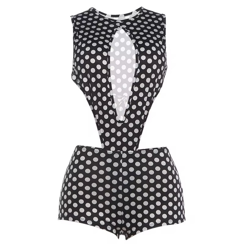 Rhai Black Two Piece Polka Dot Set