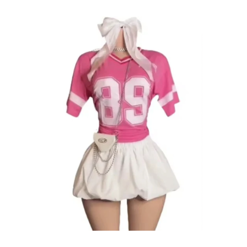 Barbs Pink Jersey Top | Skater Skirt Set