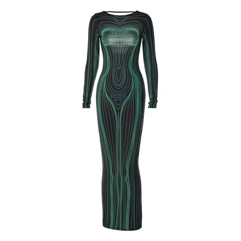 Roxe Black Green Maxi Dress