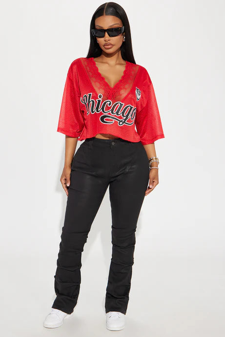 Chicago Red Laced Jersey Top