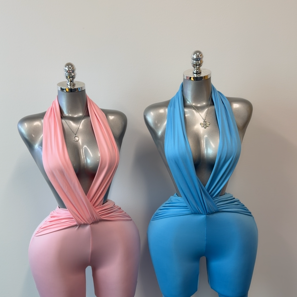 Gianni Pink Backless Romper