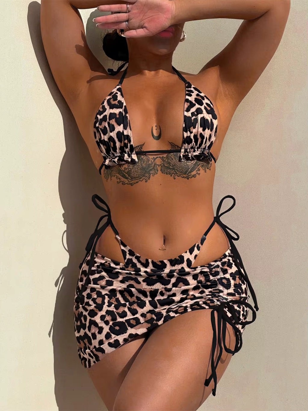 Leopard Three Piece Bikini Set