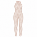 Jaei Nude Pink Backless Lace Jumpsuit