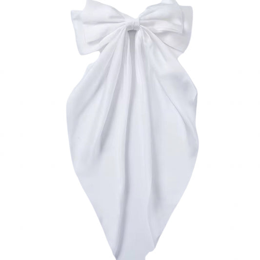 White Satin Hair Bow Accessory