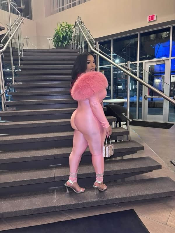 Myai Pink Fur Top Shoulderless Jumpsuit