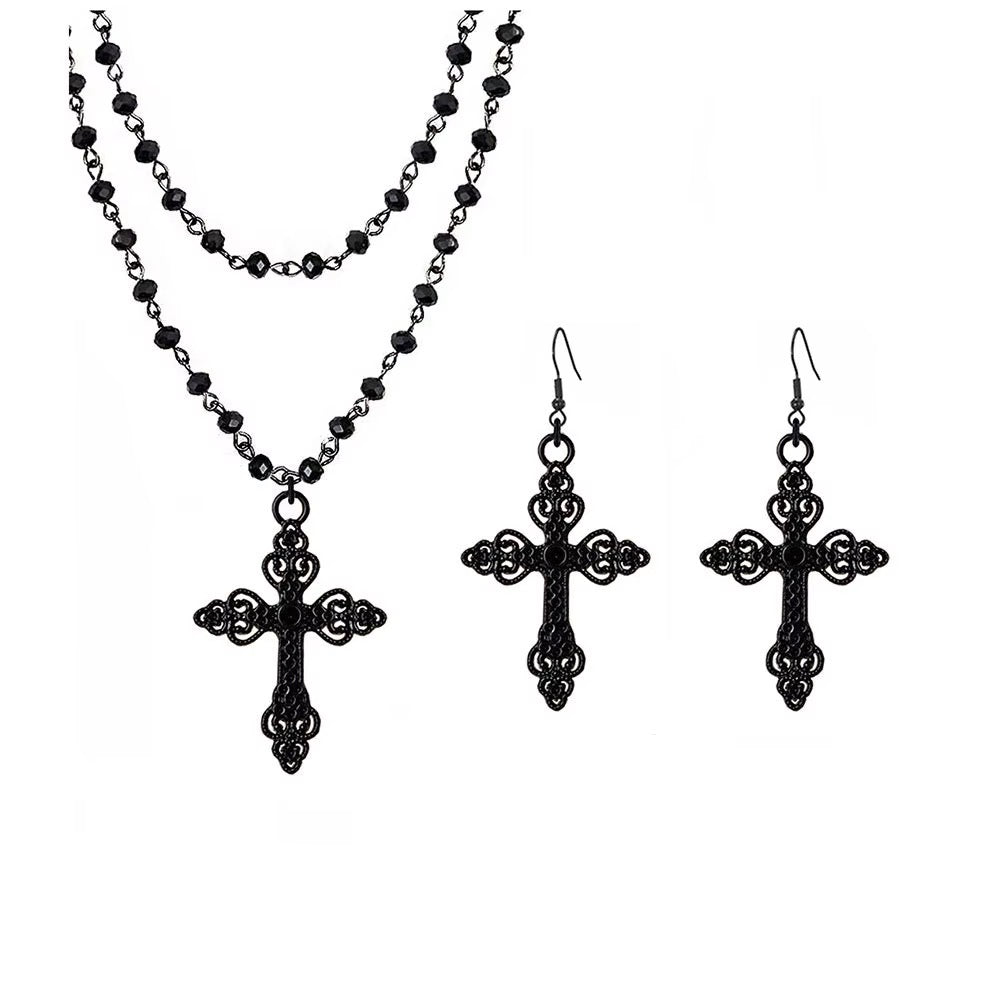 Crossed Necklace + Earring Set