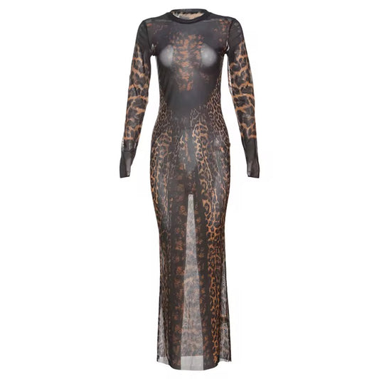 Lucia Animal Print Long Bodycon Dress