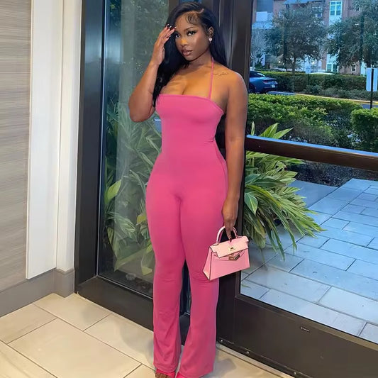 Hannah Pink Shoulderless Jumpsuit