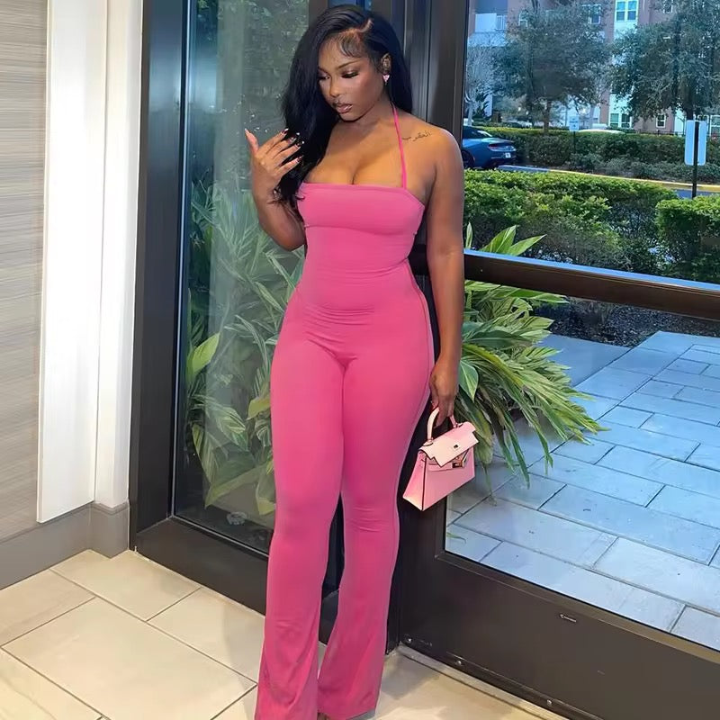 Hannah Pink Shoulderless Jumpsuit