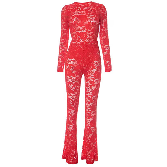 Bea Red Lace Two Piece Set
