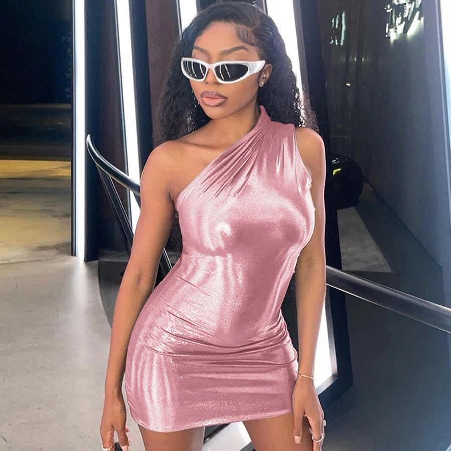 Callie Pink Metallic Mini Dress