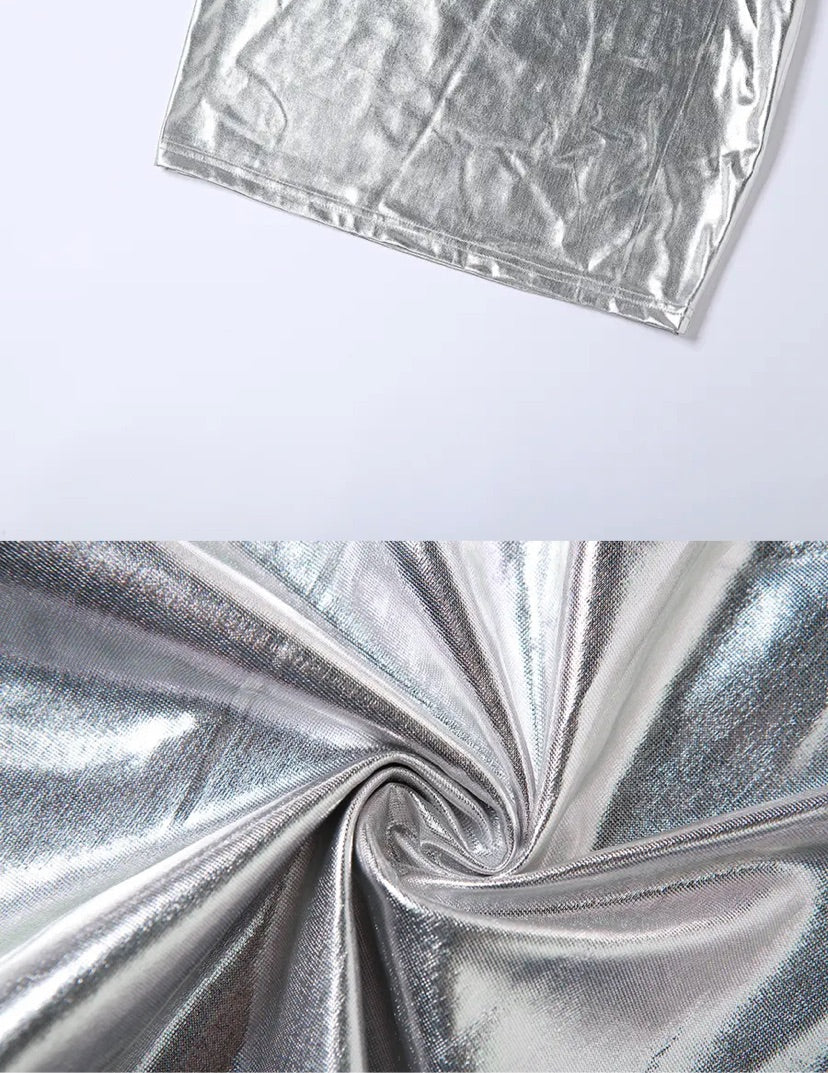 Izzie Silver Metallic Mini Dress